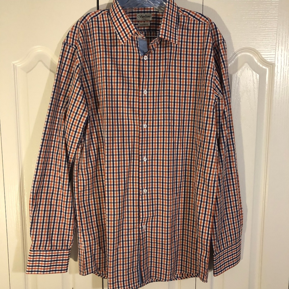 Berlioni - XL 17/12 Orange and Blue Dress Shirt